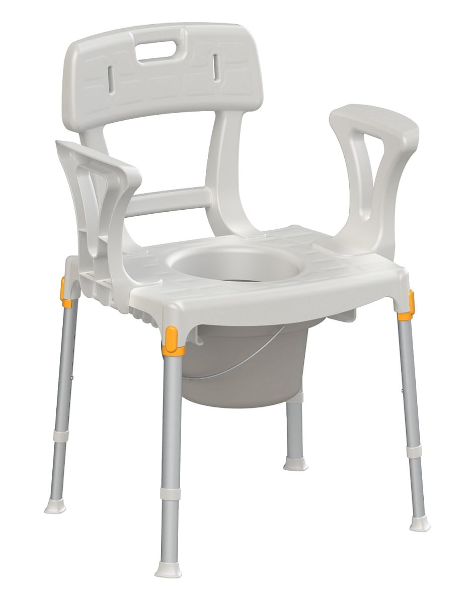 Toaletní a sprchová židle s opěradlem a područkami do 150 kg KING-CMDBA-20