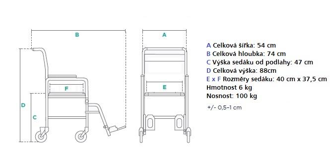 Sprchový, transportní vozík pojízdný do 100 Kg