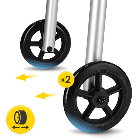 Chodítko hlinikové 2v1 – stabilní a kročící, skládací s kolečky 5"